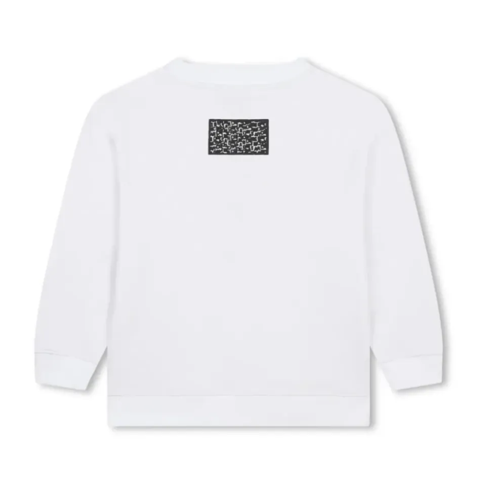 Biała Bluza z Okrągłym Dekoltem i Logo