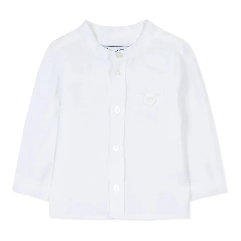 Biała Koszula lniana Długi Rękaw