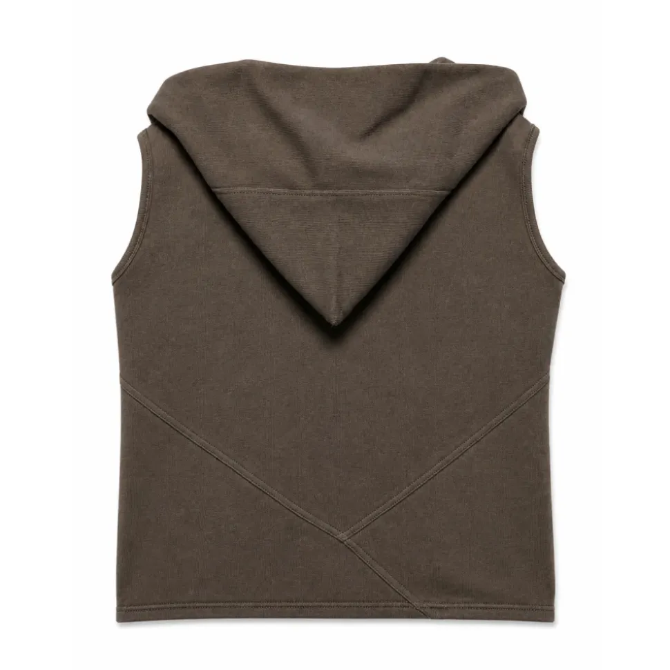 Bluza z kapturem bez rękawów z surowym wykończeniem
