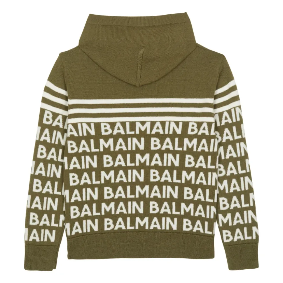 Bluza z kapturem z delikatnej dzianiny żakardowej