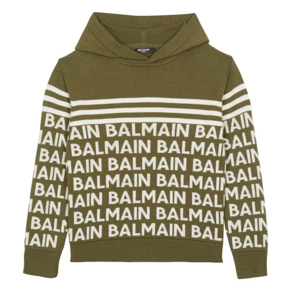 Bluza z kapturem z delikatnej dzianiny żakardowej