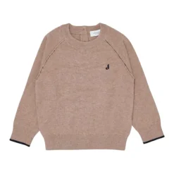 Brązowy Sweter Z Dzianiny Camel/Niebieski