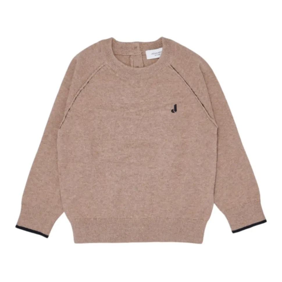 Brązowy Sweter Z Dzianiny Camel/Niebieski
