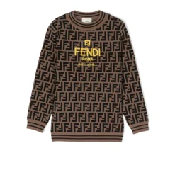Brązowy sweter z wzorem FF-Stripe