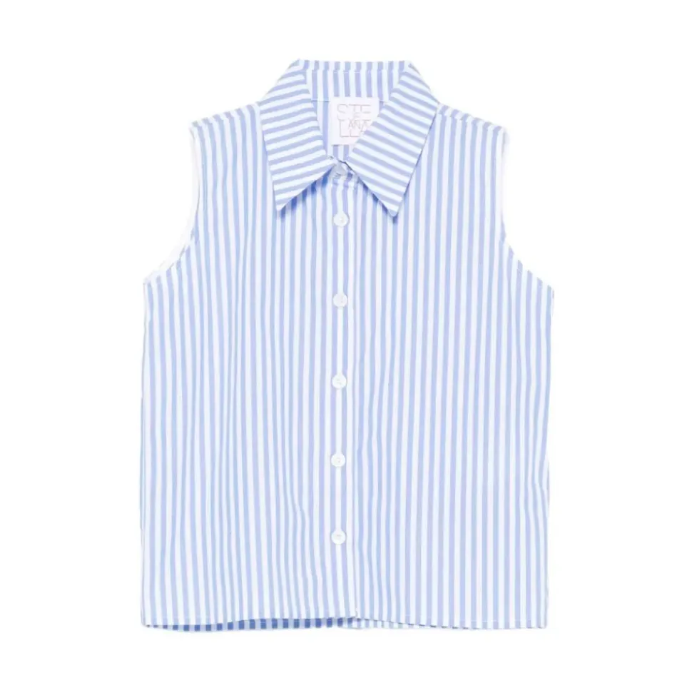 Camicia rigata senza manica