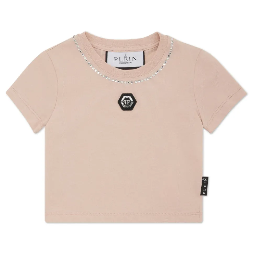 Cropped T-shirt Strass Round Neck SS