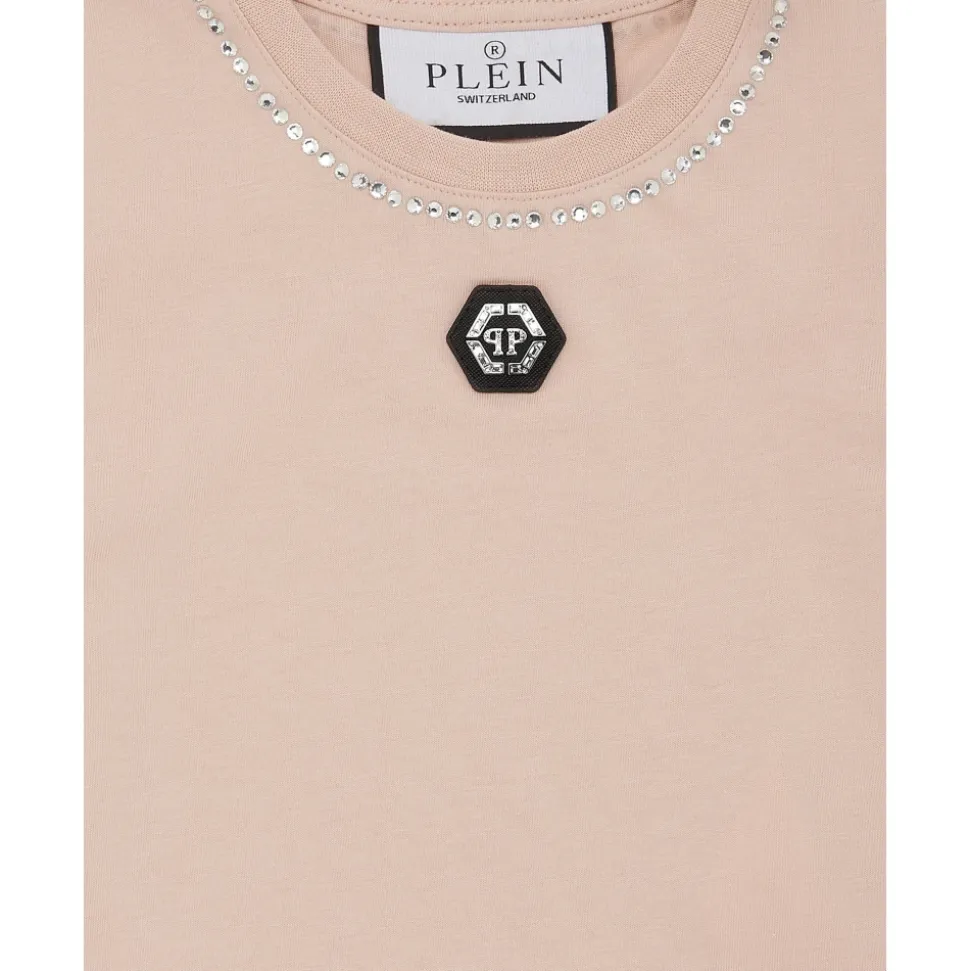 Cropped T-shirt Strass Round Neck SS