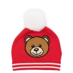 Czapka dzianinowa Pom Pom z logo misia