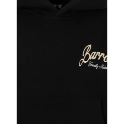 Czarna bluza z kapturem z logo z kości słoniowej