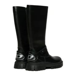 Czarne Buty D-Hammer z Bocznym Zamkiem