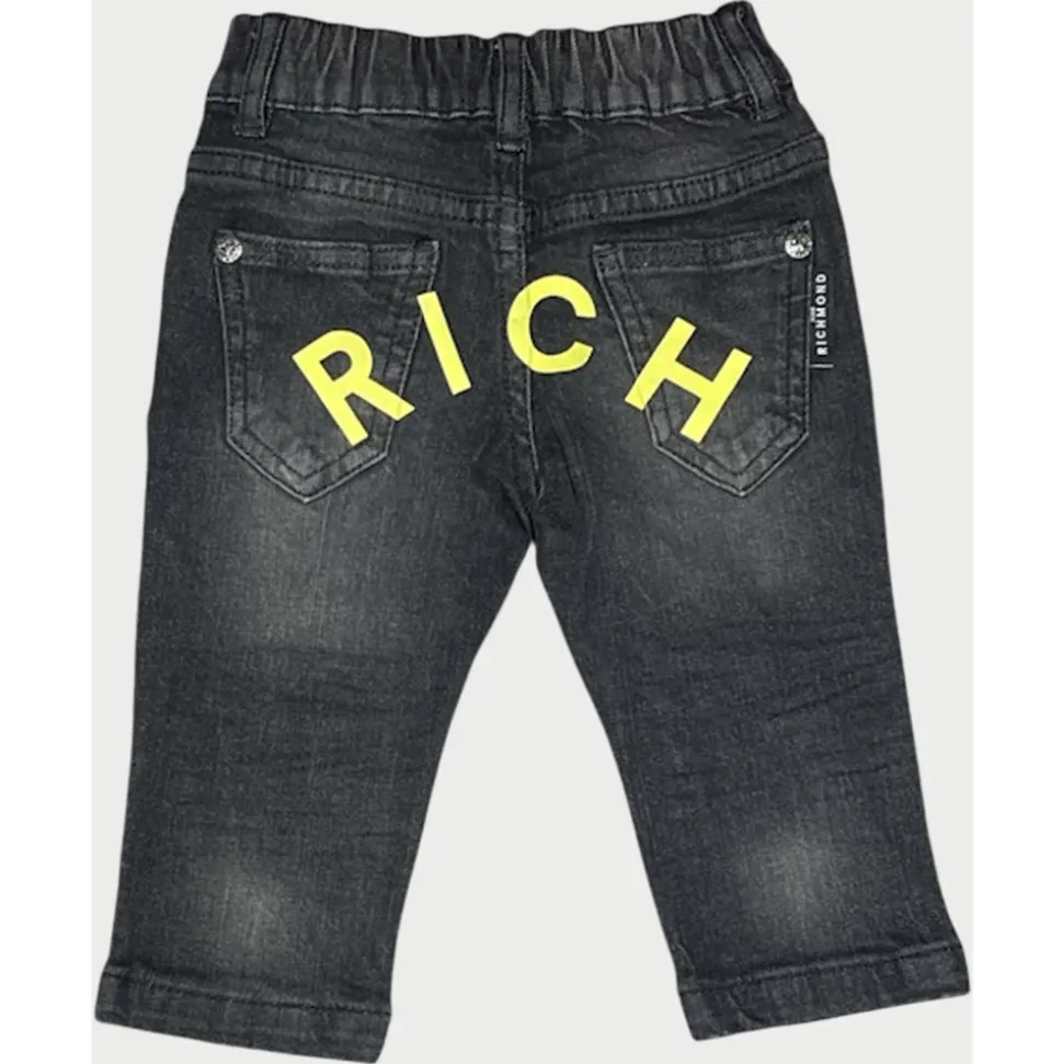 Czarne jeansy denim z naszywkami
