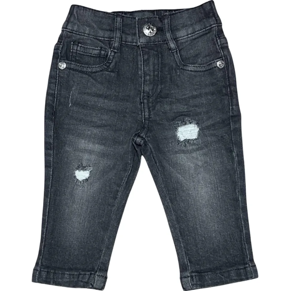 Czarne jeansy denim z naszywkami
