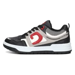Czarne Niskie Sneakersy z Czerwonymi Akcentami