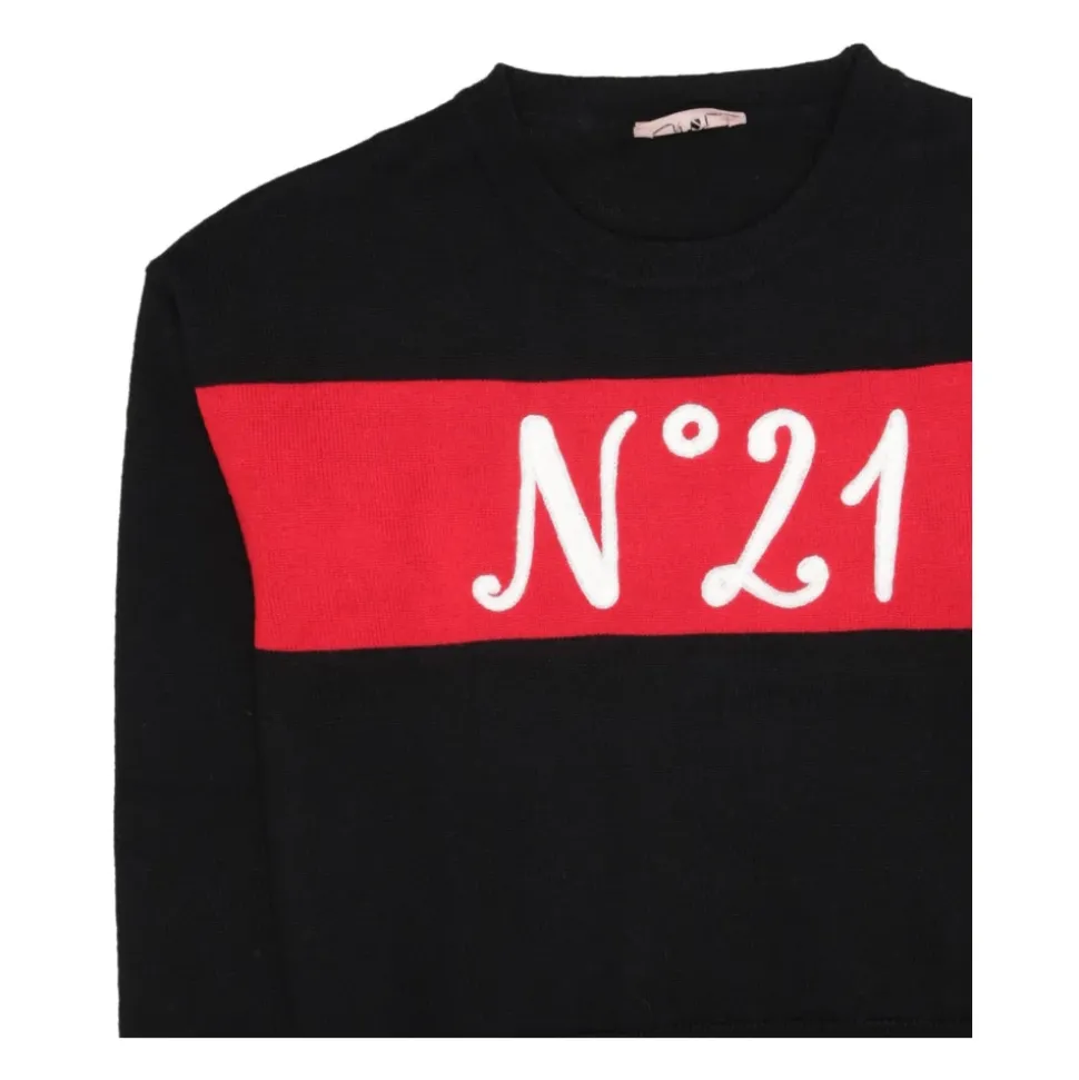 Czarny bawełniany sweter z logo N 21
