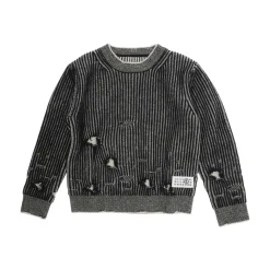 Czarny Unisex Sweter Z Dzianiny
