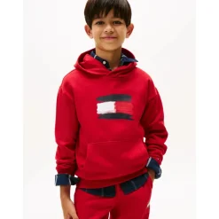 Czerwony Dziecięcy Hoodie z Logo Flagi
