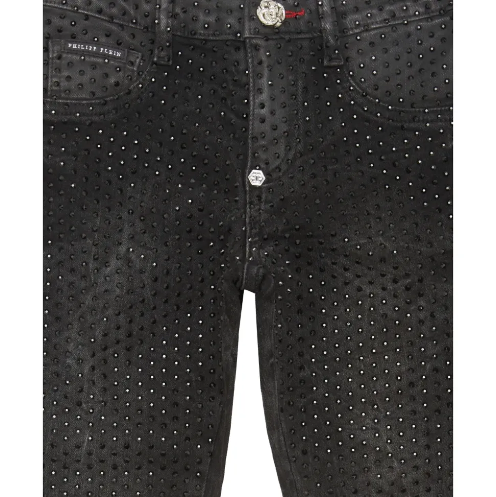 Denimowe Jegginsy Strass