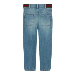 Dżinsy dziecięce Gucci z zielono-czerwonym detalem Web