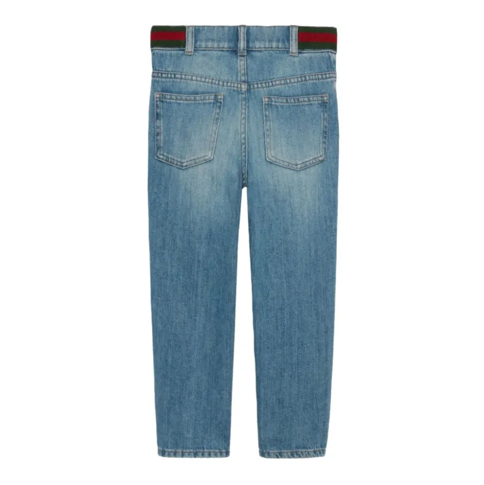 Dżinsy dziecięce Gucci z zielono-czerwonym detalem Web