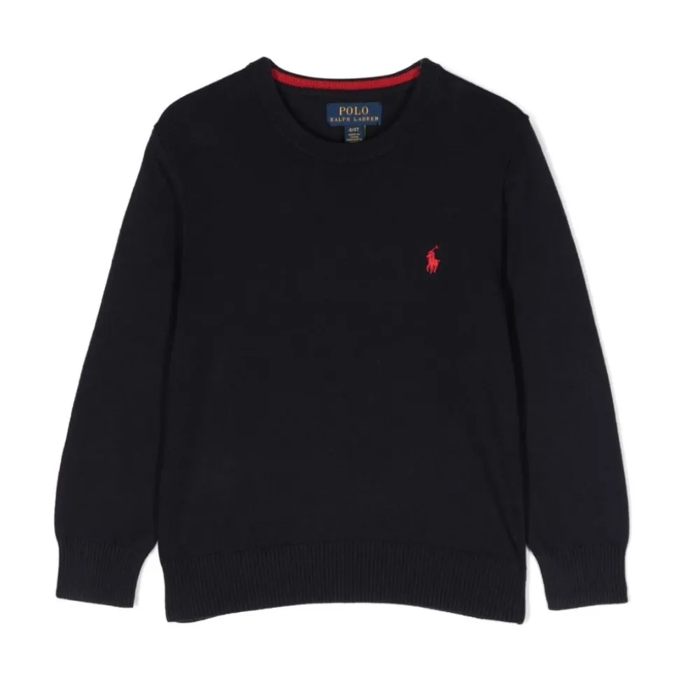 Dzianinowy sweter z haftowanym logo