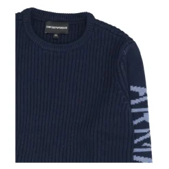 Dziecięcy niebieski sweter z logo na rękawach