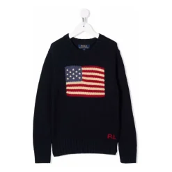 Dziecięcy Sweter w Granatowym Kolorze z Flagą USA