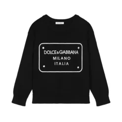 Dziecięcy Sweter z Okrągłym Dekoltem w Kolorze Czarnym