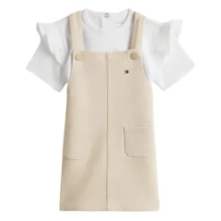 Essential Dungaree Dress And T-Shirt Set