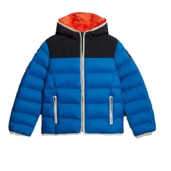 Giubbino soft imbottito con cappuccio e tasche frontali