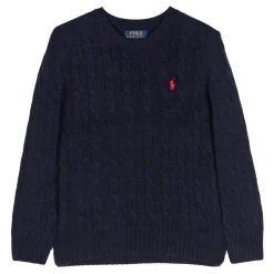Granatowy Sweter z Golfem