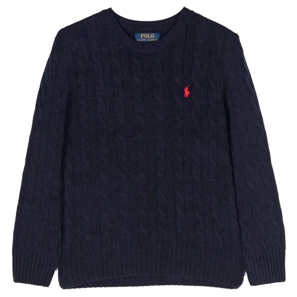 Granatowy Sweter z Golfem
