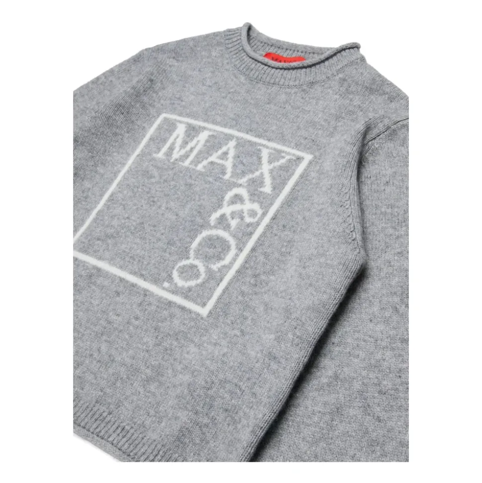 Jasnoszara Sweter Dziecięcy z Logo
