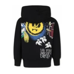 Junior Unisex Czarna Bluza z kapturem