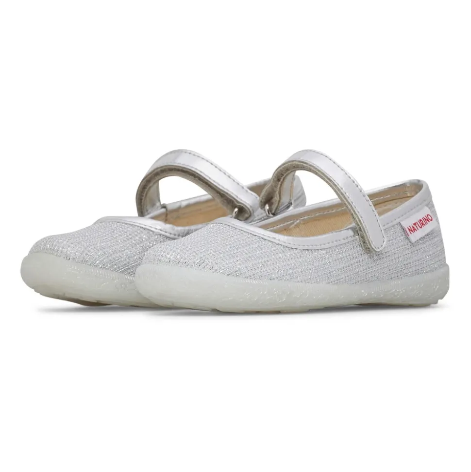 Leather and laminated fabric ballet flats PAVIA