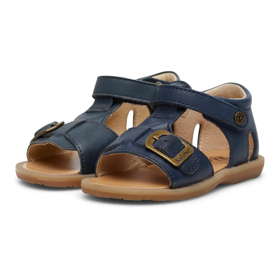 Leather sandals with strap QUARZO