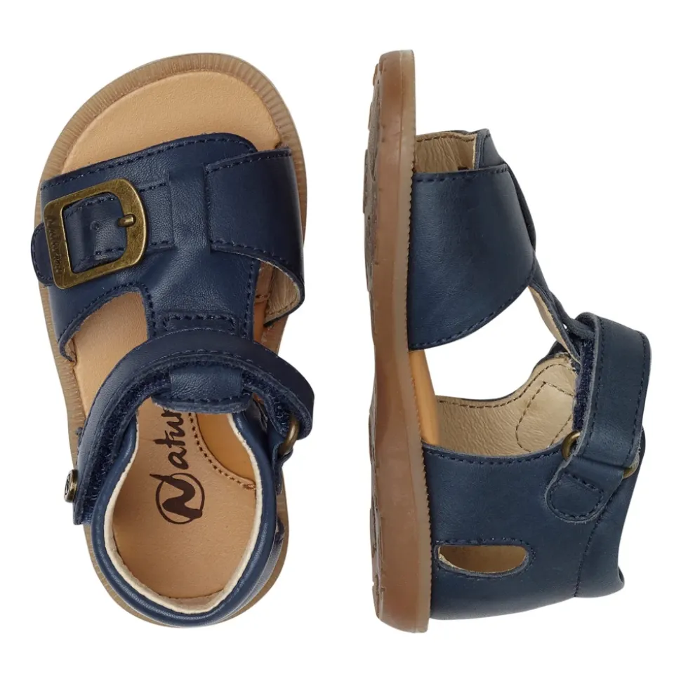 Leather sandals with strap QUARZO