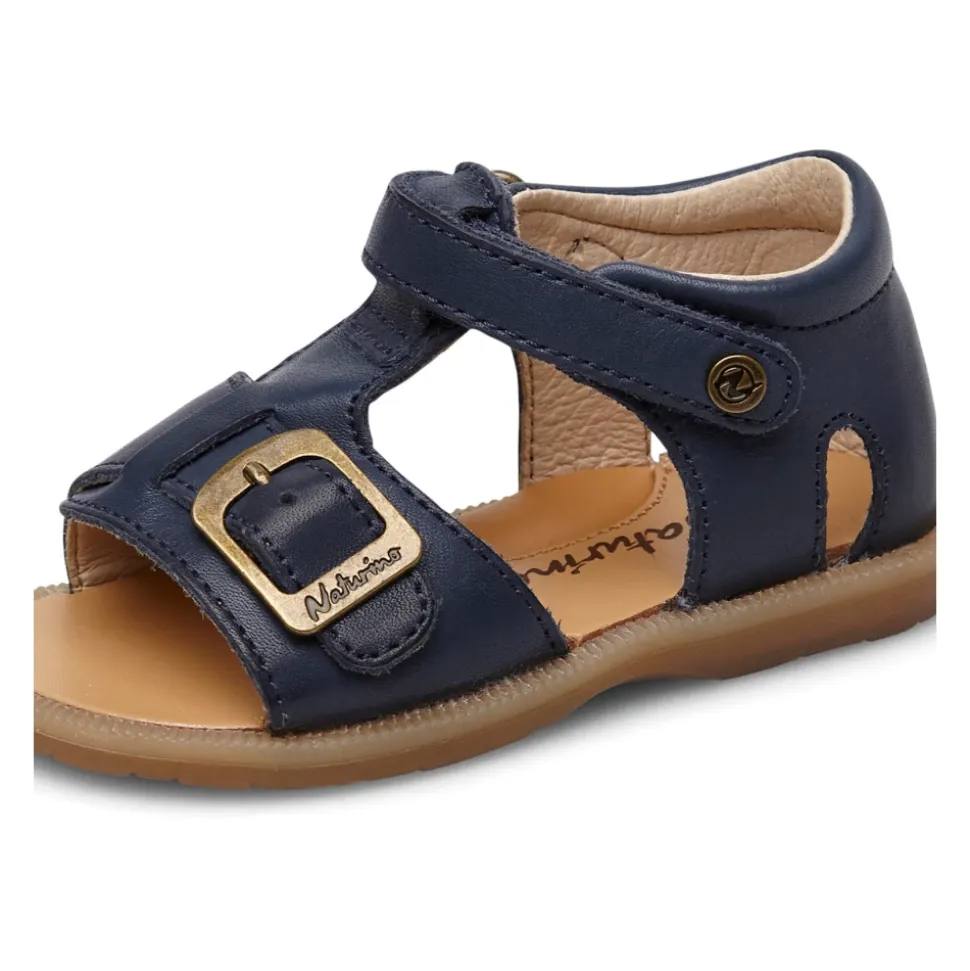 Leather sandals with strap QUARZO