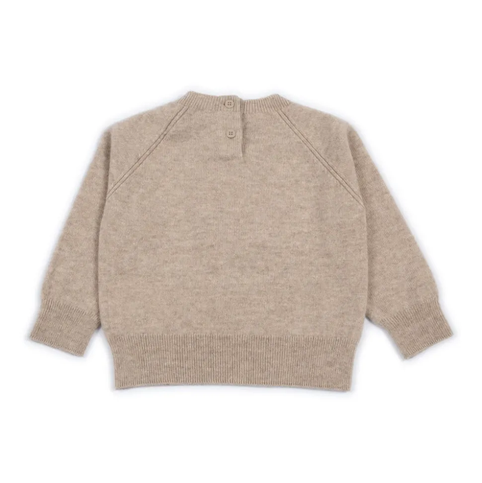 Maglione girocollo in cashmere con logo frontale