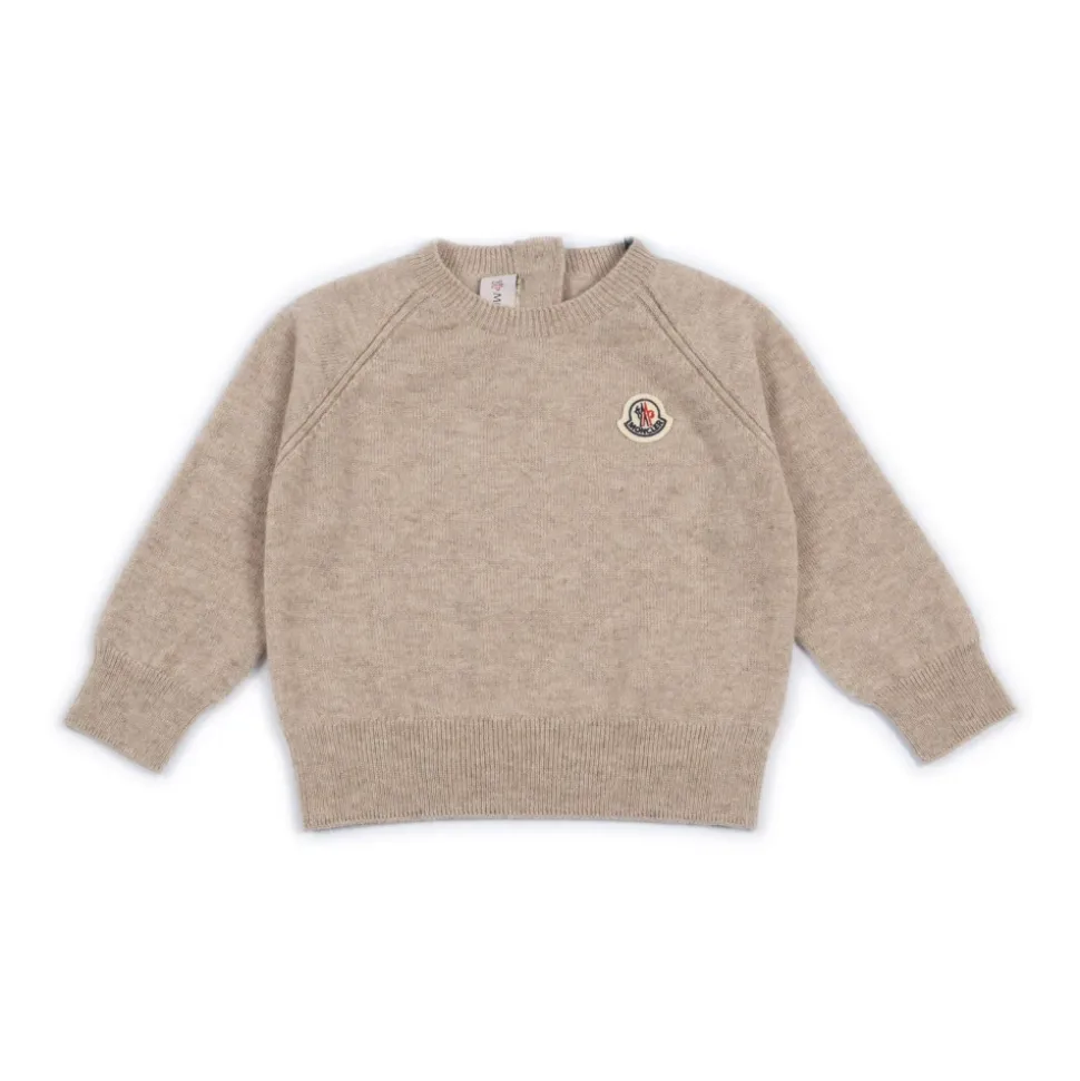 Maglione girocollo in cashmere con logo frontale