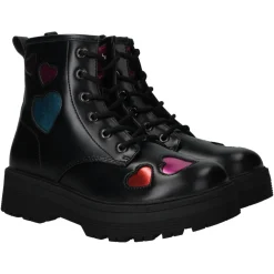 Metallic Heart Lace-Up Buty