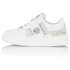 Mix Materials Low-Top Sneakers z Ćwiekami