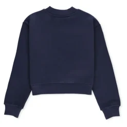 Niebieski Bawełniany Dziewczęcy Sweter z Różą