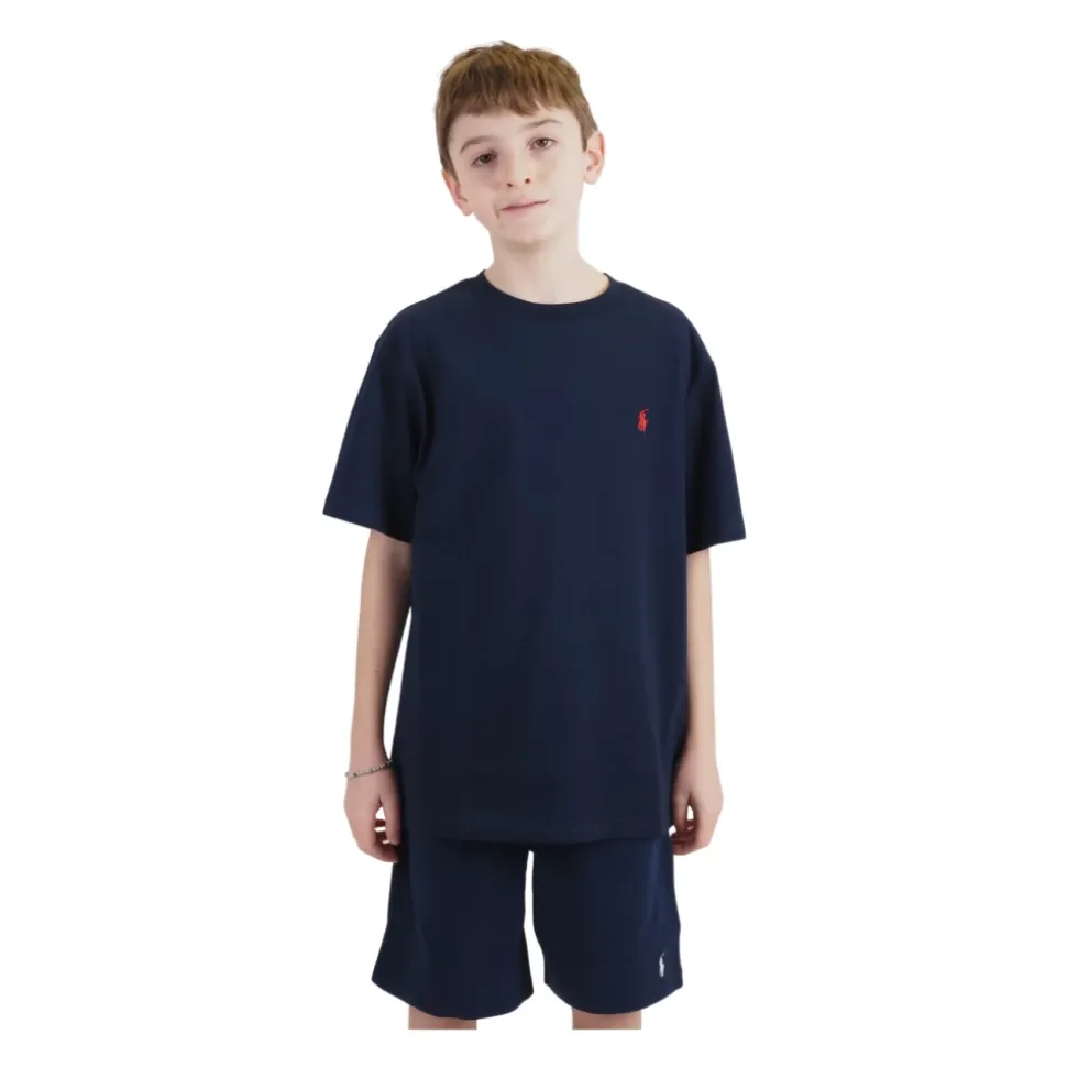 Niebieski dziecięcy T-shirt z krótkim rękawem