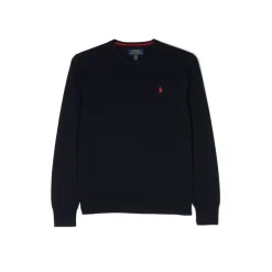 Niebieski sweter z haftem