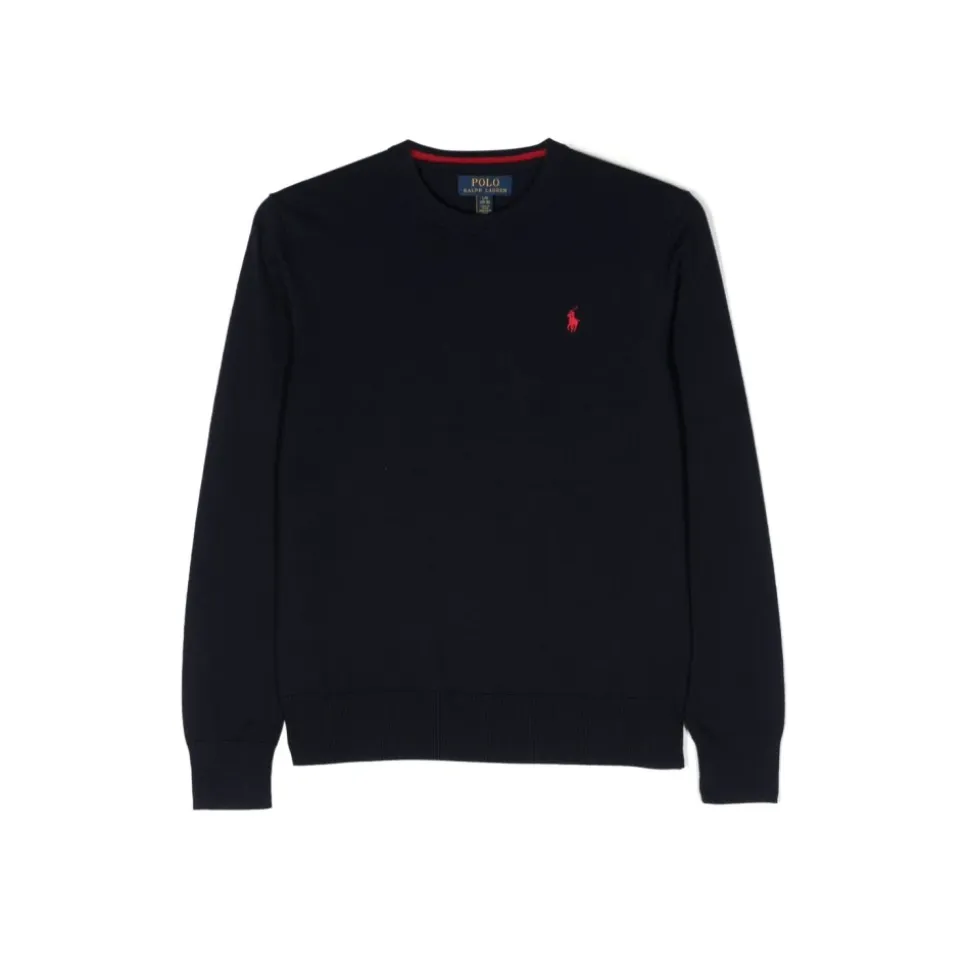 Niebieski sweter z haftem