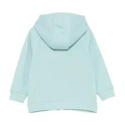 Niebieski sweter z kapturem i logo