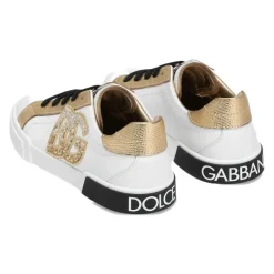 Niski Biało-Złoty Sneaker