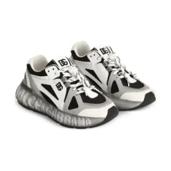 Nylonowe i skórzane sneakersy z cielęcej skóry