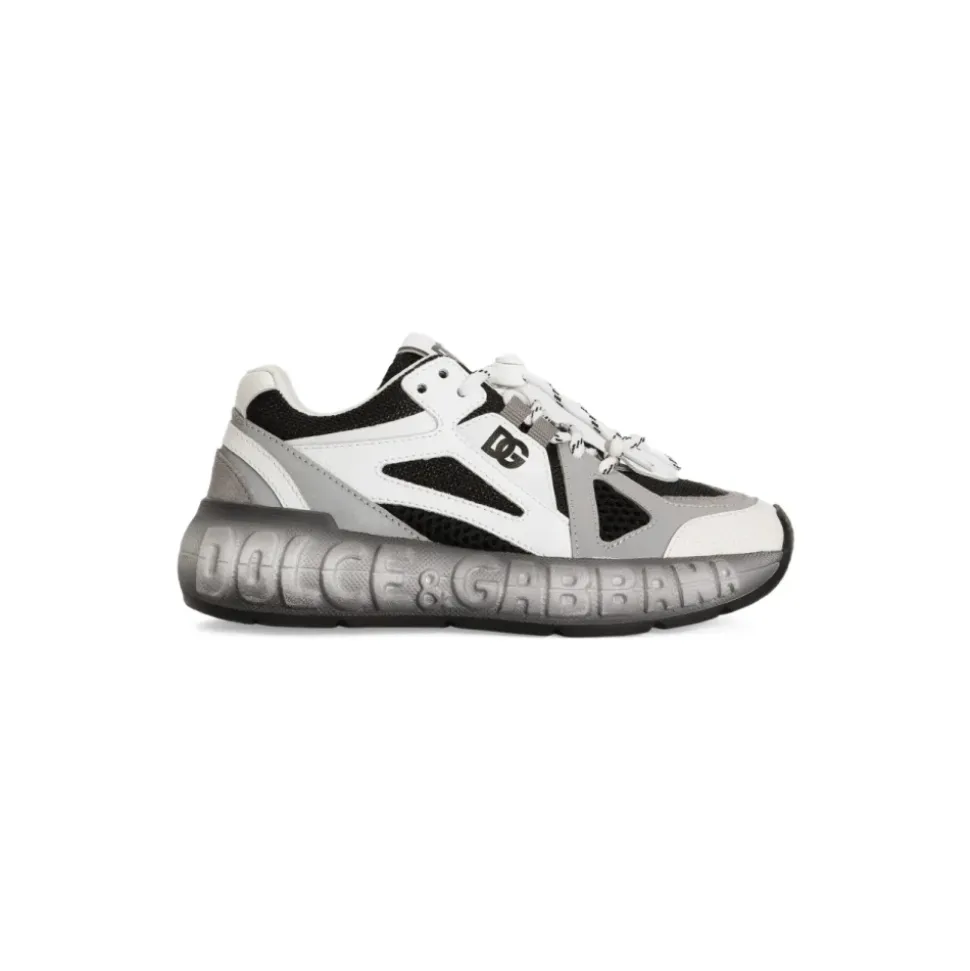 Nylonowe i skórzane sneakersy z cielęcej skóry