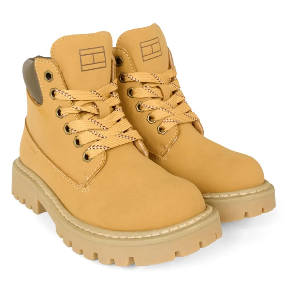Ochrowe Biker Boots z Faux Fur